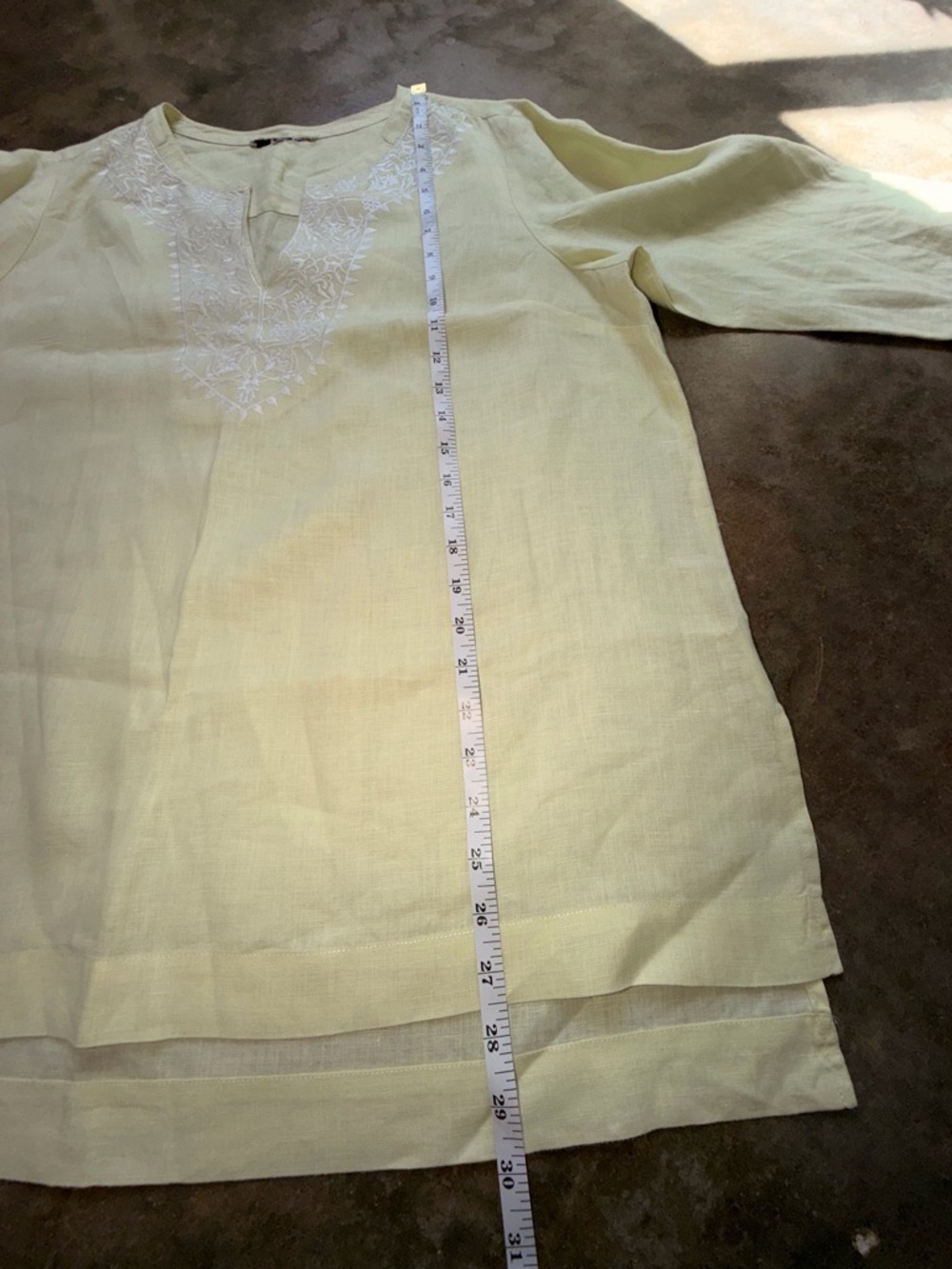 Jones New York 100% Linen Embroidered Tunic Top Swim Coverup Yellow - Size M - Picture 9 of 11